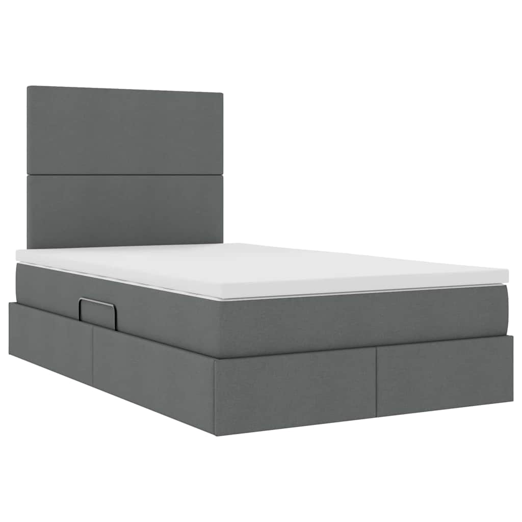 Letto con contenitore e LED Grigio scuro 120 x 200 cm