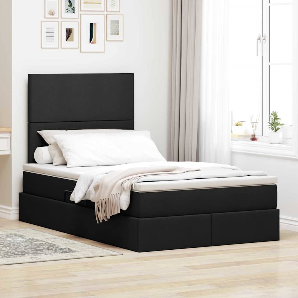 Letto con contenitore e LED Nero 120 x 200 cm Poliestere