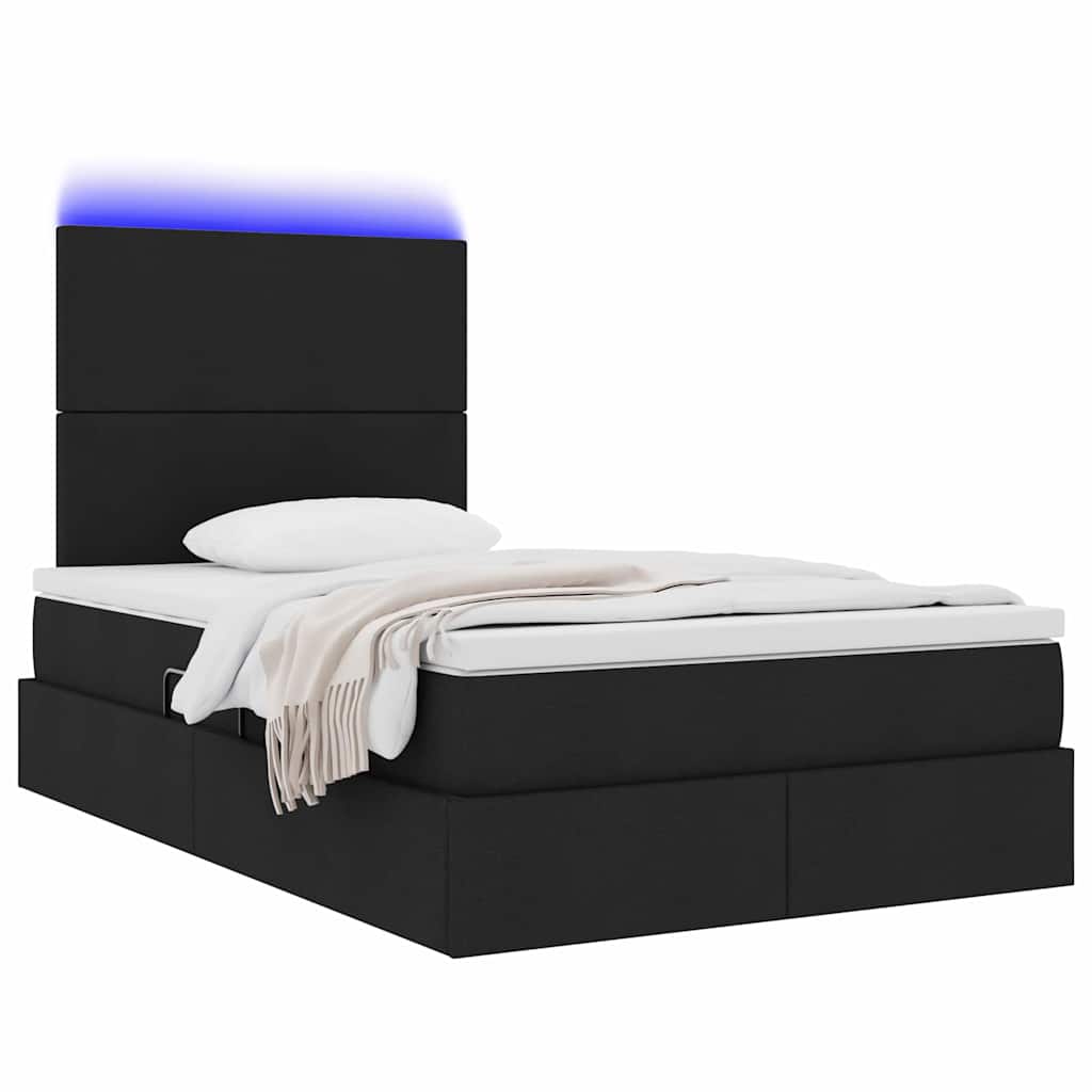 Letto con contenitore e LED Nero 120 x 200 cm Poliestere