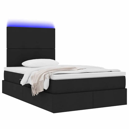 Letto con contenitore e LED Nero 120 x 200 cm Poliestere