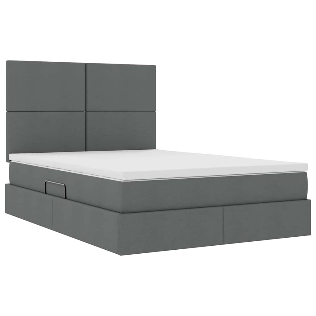 Letto con contenitore e LED Grigio scuro 140 x 190 cm