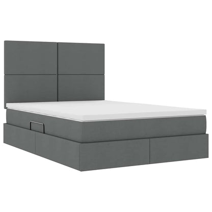 Letto con contenitore e LED Grigio scuro 140 x 190 cm
