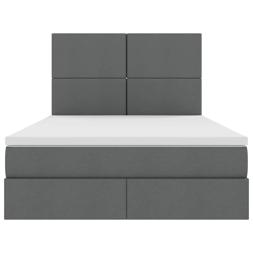 Letto con contenitore e LED Grigio scuro 140 x 190 cm
