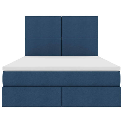Letto con contenitore e LED Blu 140 x 190 cm Poliestere