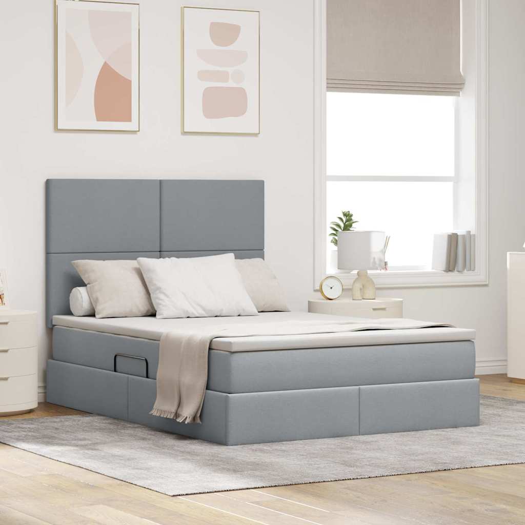 Letto con contenitore e LED Grigio chiaro 140 x 200 cm