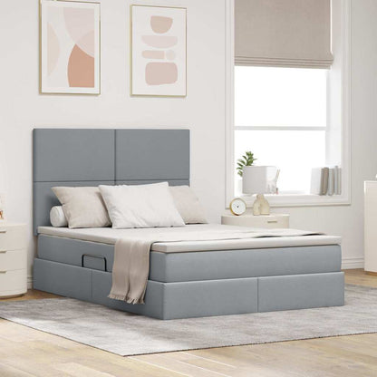 Letto con contenitore e LED Grigio chiaro 140 x 200 cm