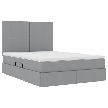 Letto con contenitore e LED Grigio chiaro 140 x 200 cm