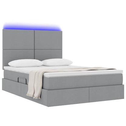 Letto con contenitore e LED Grigio chiaro 140 x 200 cm
