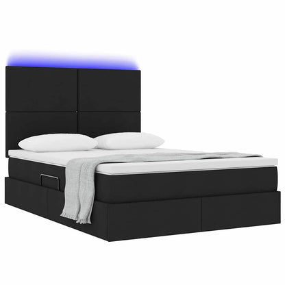 Letto con contenitore e LED Nero 140 x 200 cm Poliestere