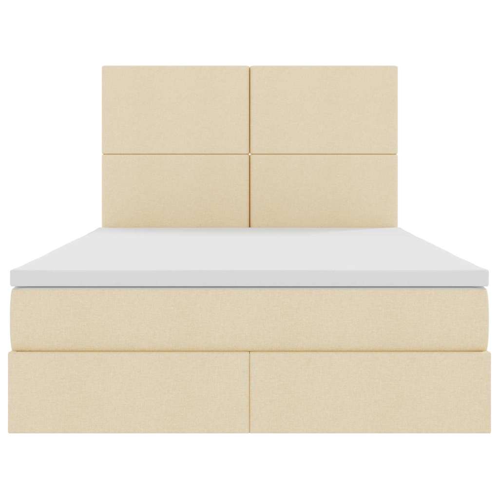 Letto con contenitore e LED Crema 140 x 200 cm Poliestere