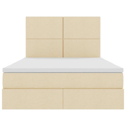 Letto con contenitore e LED Crema 140 x 200 cm Poliestere