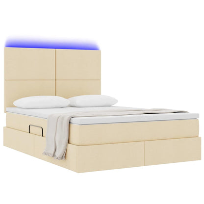 Letto con contenitore e LED Crema 140 x 200 cm Poliestere
