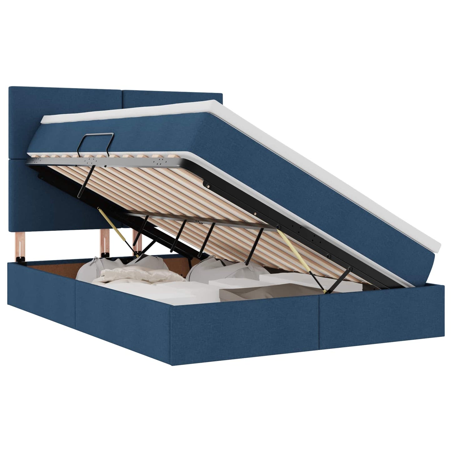 Letto con contenitore LED e materasso Blu 140 x 200 cm Tessuto | homemem39