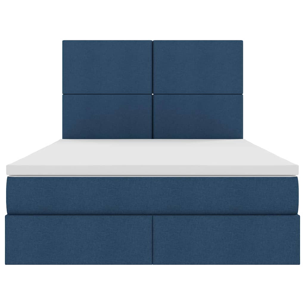 Letto con contenitore LED e materasso Blu 140 x 200 cm Tessuto | homemem39