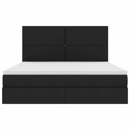 Letto con contenitore LED e materasso Nero 160 x 200 cm Tessuto | homemem39