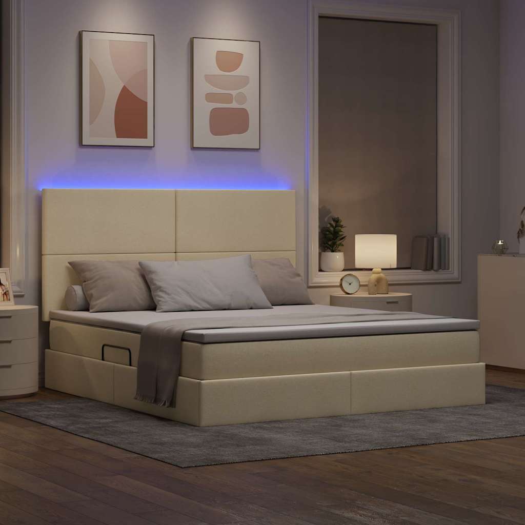 Letto con contenitore LED e materasso Crema 160 x 200 cm | homemem39
