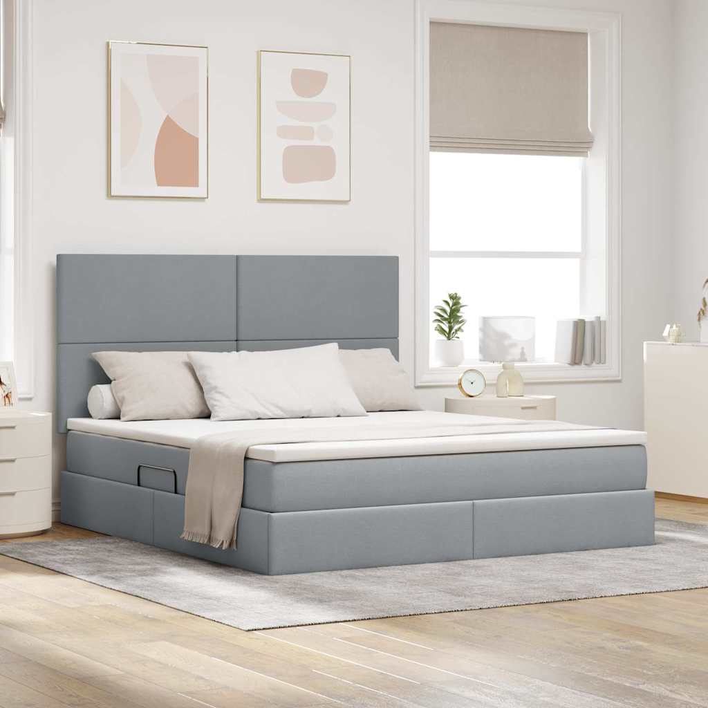 Letto con contenitore e LED Grigio chiaro 180 x 200 cm