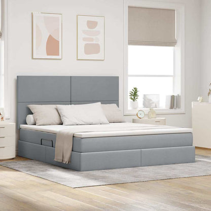Letto con contenitore e LED Grigio chiaro 180 x 200 cm