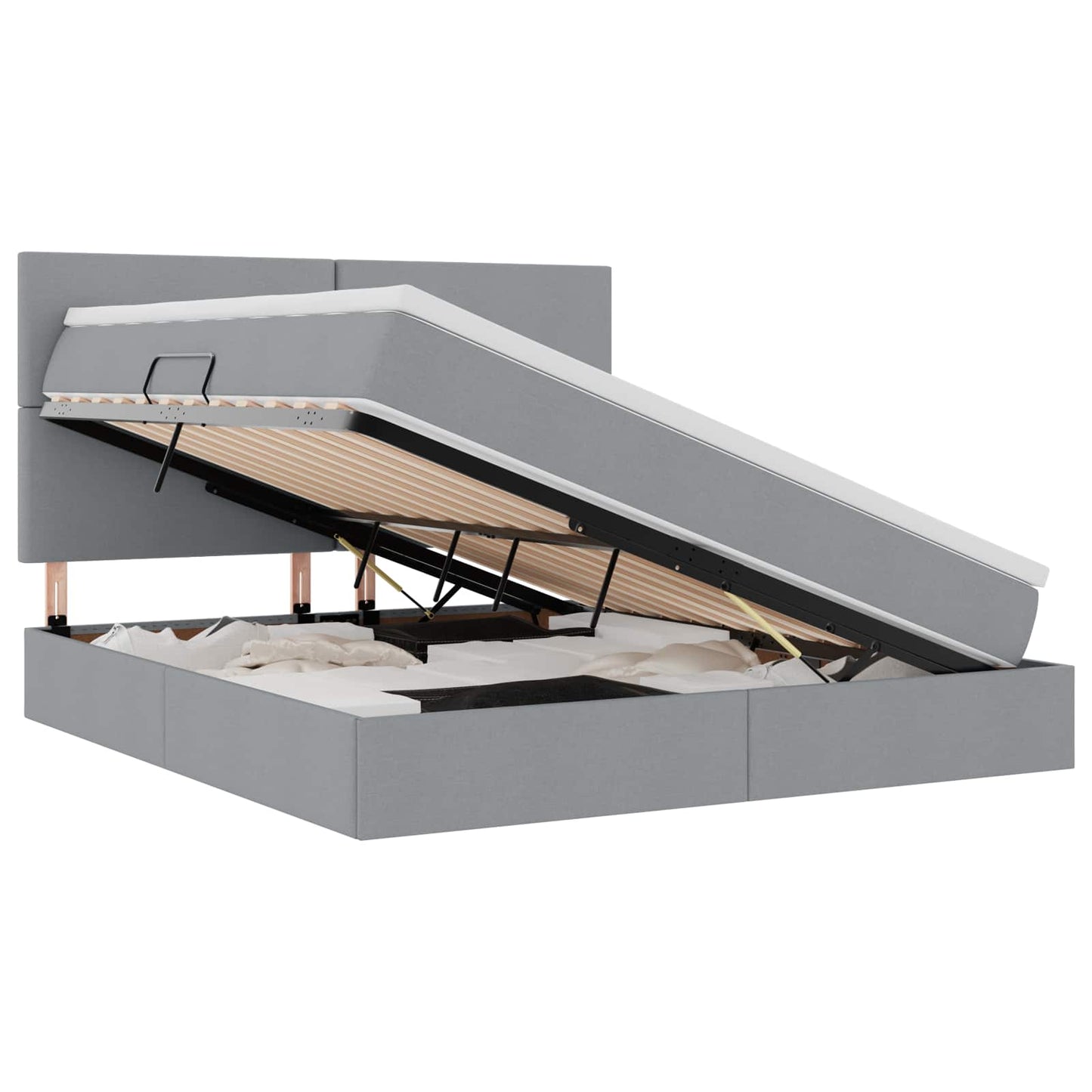 Letto con contenitore e LED Grigio chiaro 180 x 200 cm