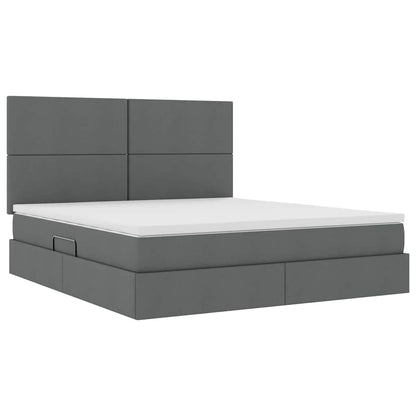 Letto con contenitore e LED Grigio scuro 180 x 200 cm