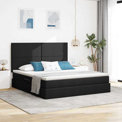 Letto con contenitore e LED Nero 180 x 200 cm Poliestere