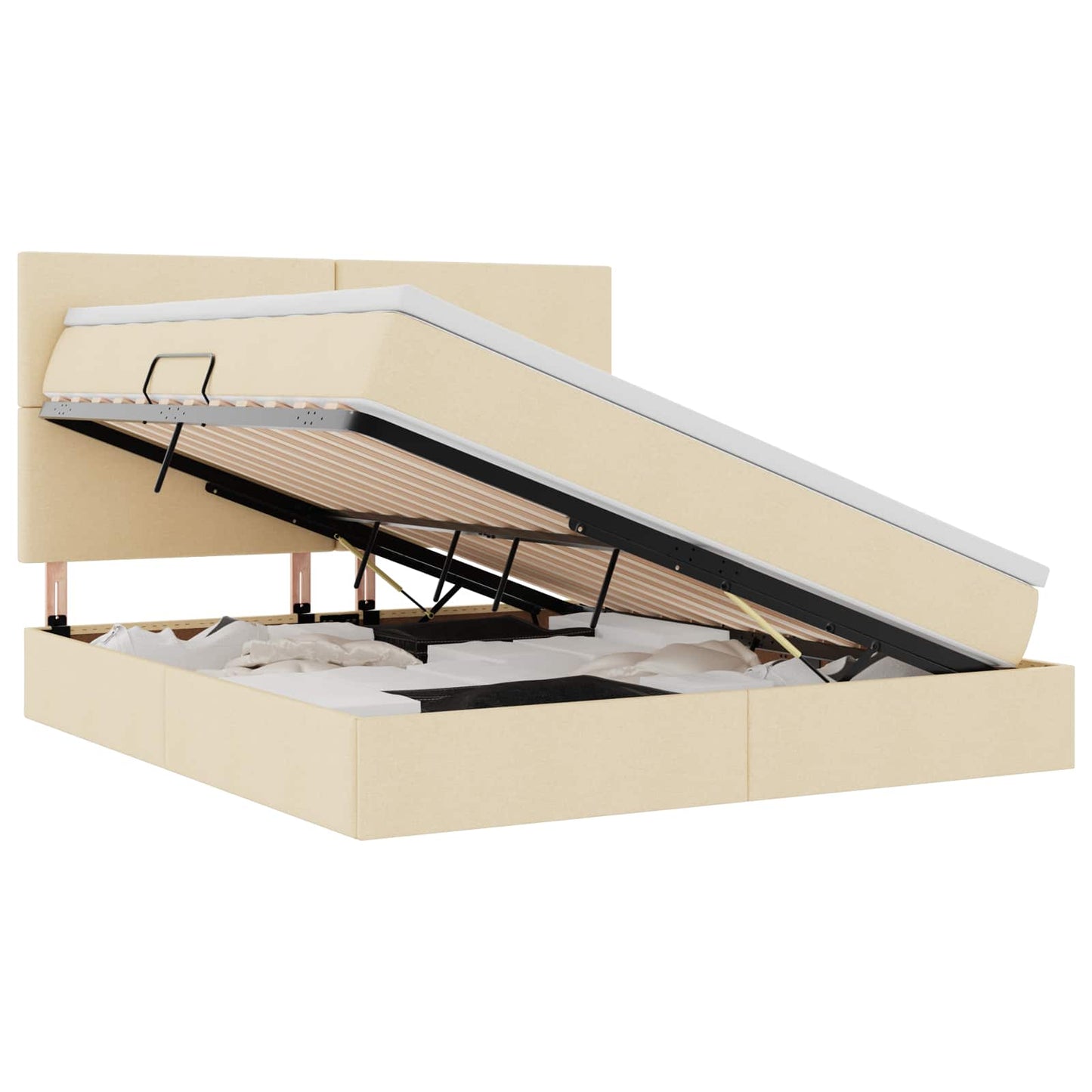 Letto con contenitore e LED Crema 180 x 200 cm Poliestere