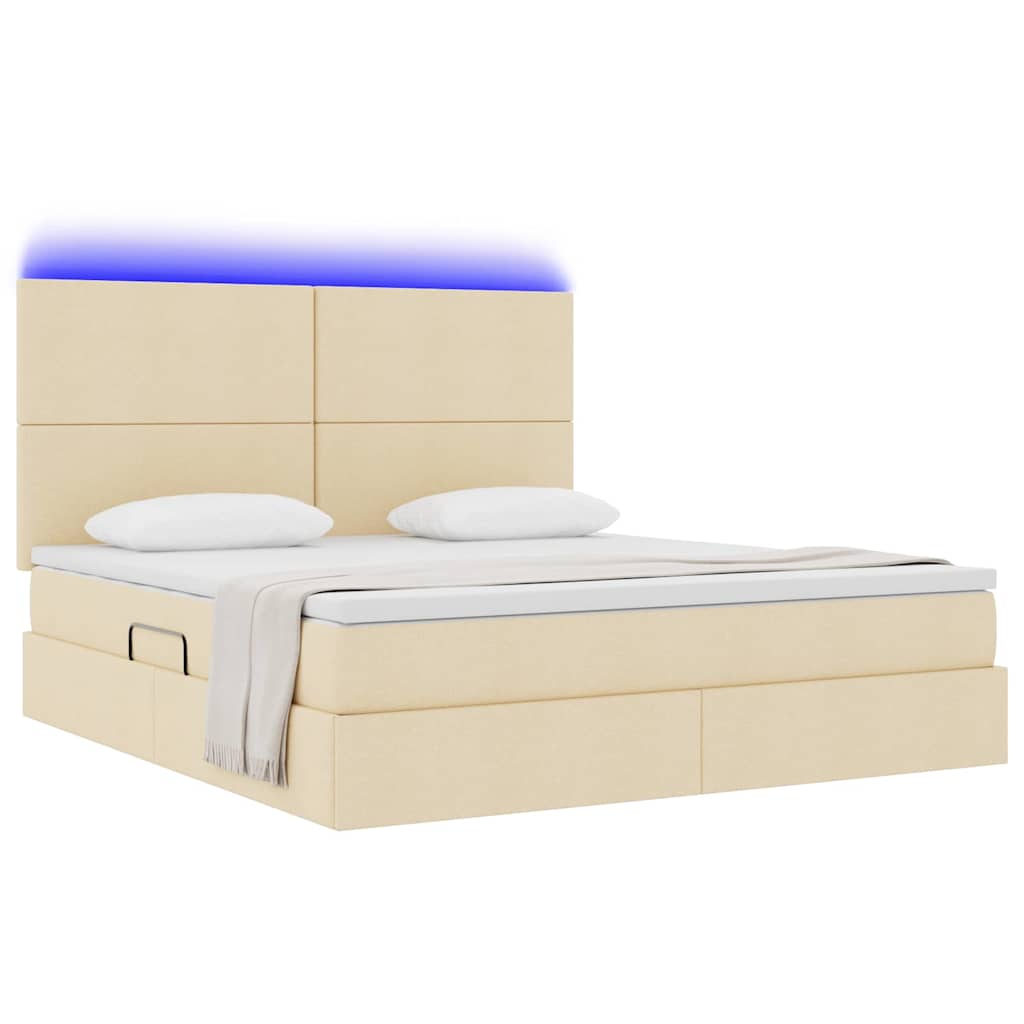 Letto con contenitore LED e materasso Crema 180 x 200 cm | homemem39