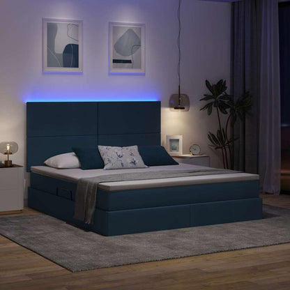 Letto con contenitore e LED Blu 180 x 200 cm Poliestere