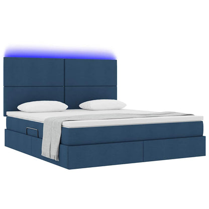 Letto con contenitore LED e materasso Blu 180 x 200 cm Tessuto | homemem39