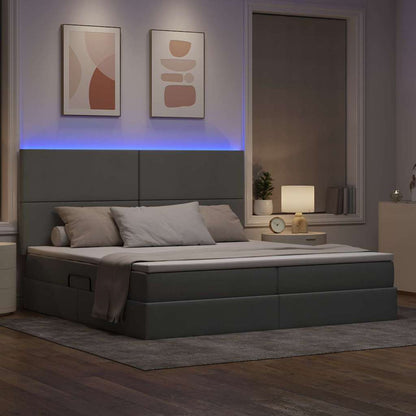 Letto con contenitore e LED Grigio chiaro 200 x 200 cm