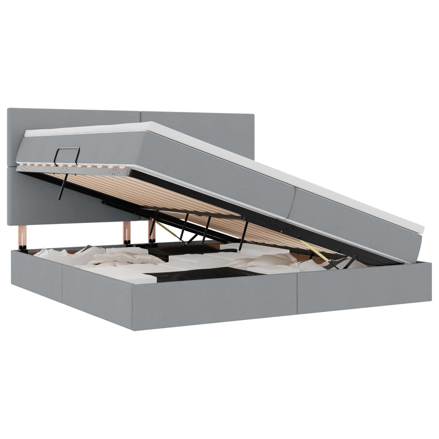 Letto con contenitore e LED Grigio chiaro 200 x 200 cm