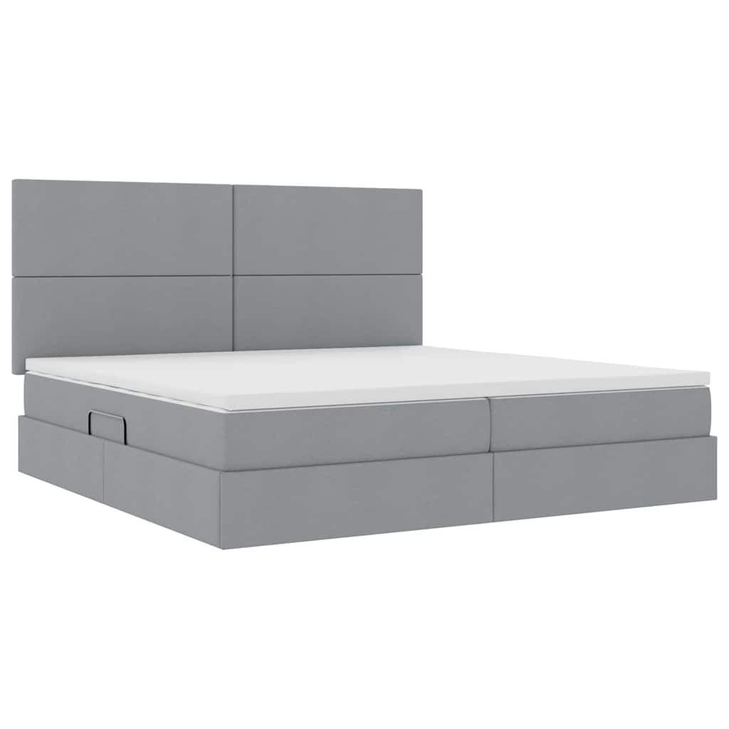 Letto con contenitore e LED Grigio chiaro 200 x 200 cm