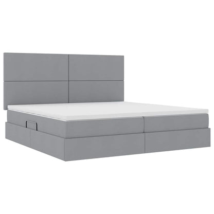 Letto con contenitore e LED Grigio chiaro 200 x 200 cm
