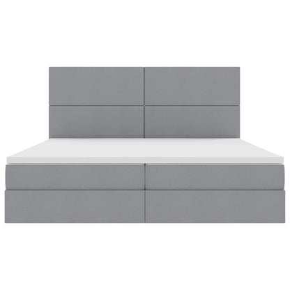 Letto con contenitore e LED Grigio chiaro 200 x 200 cm