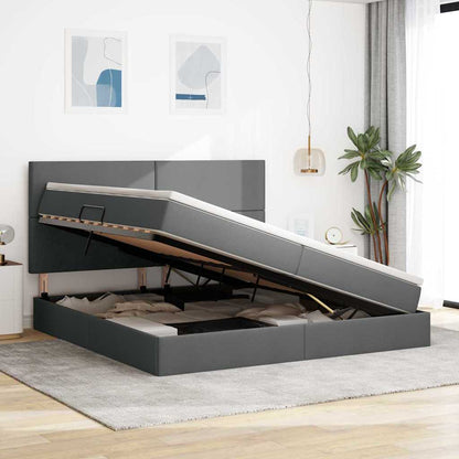 Letto con contenitore LED e materasso Grigio Scuro 200 x 200 cm | homemem39