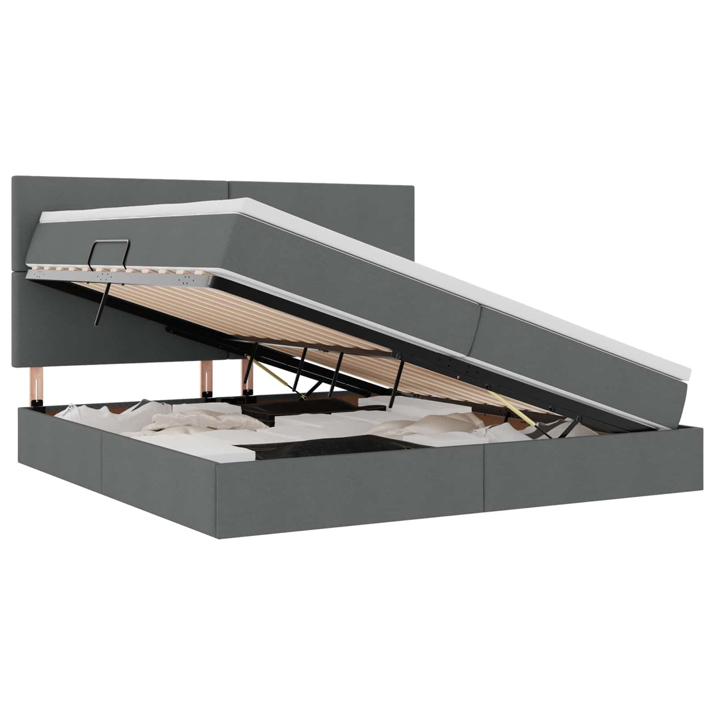 Letto con contenitore e LED Grigio scuro 200 x 200 cm