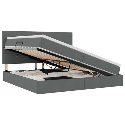 Letto con contenitore e LED Grigio scuro 200 x 200 cm