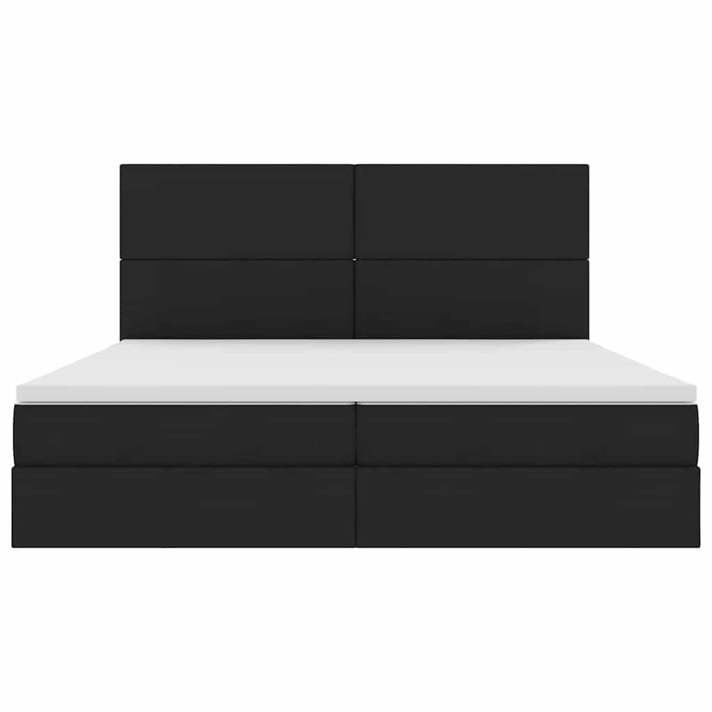 Letto con contenitore LED e materasso Nero 200 x 200 cm Tessuto | homemem39