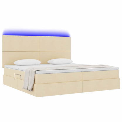 Letto con contenitore LED e materasso Crema 200 x 200 cm | homemem39