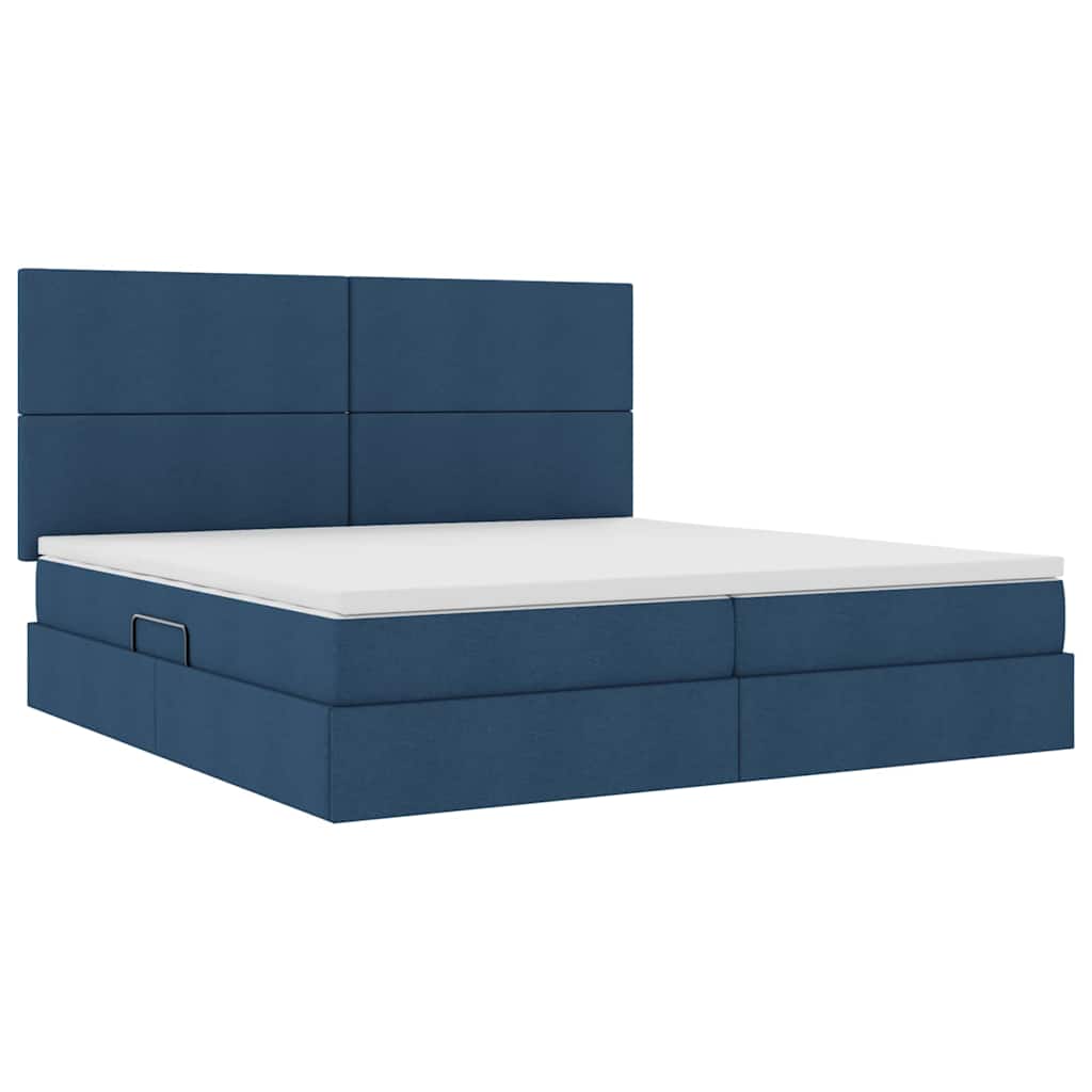 Letto con contenitore LED e materasso Blu 200 x 200 cm Tessuto | homemem39