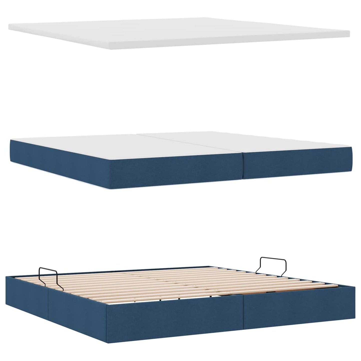 Letto con contenitore LED e materasso Blu 200 x 200 cm Tessuto | homemem39
