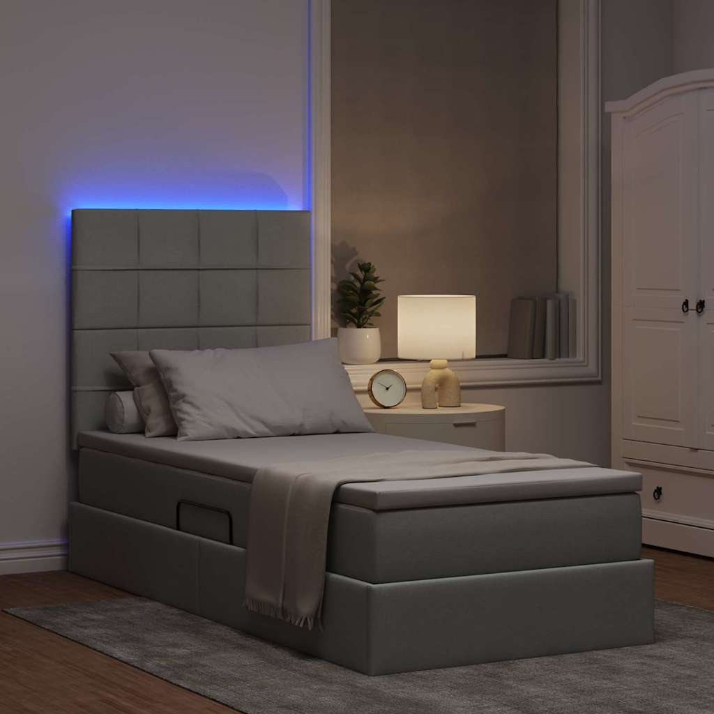 Letto con contenitore LED e materasso Grigio Chiaro 90 x 190 cm | homemem39