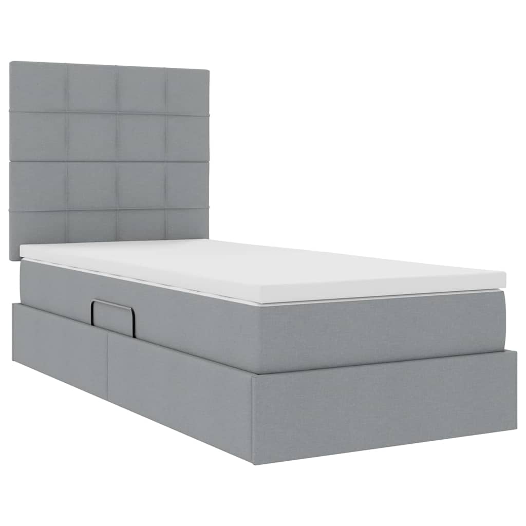 Letto con contenitore LED e materasso Grigio Chiaro 90 x 190 cm | homemem39