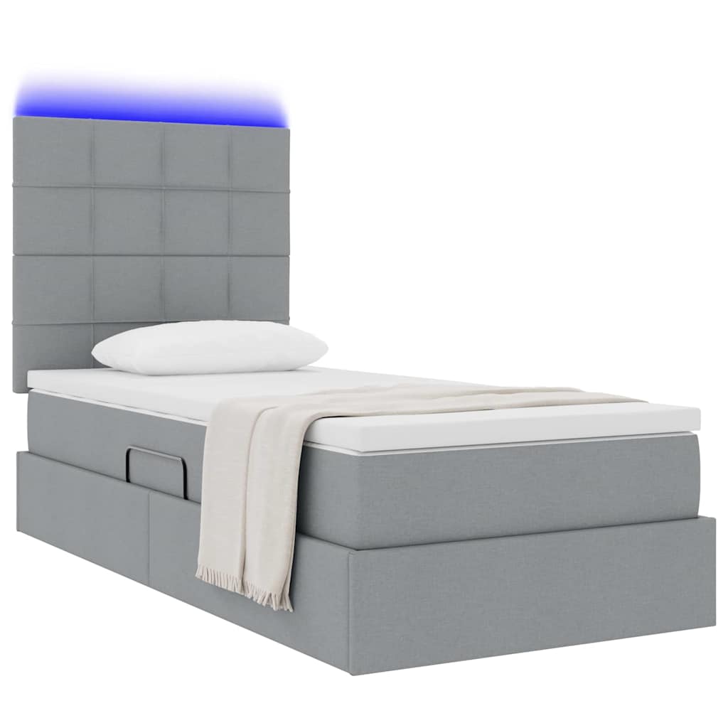 Letto con contenitore LED e materasso Grigio Chiaro 90 x 190 cm | homemem39