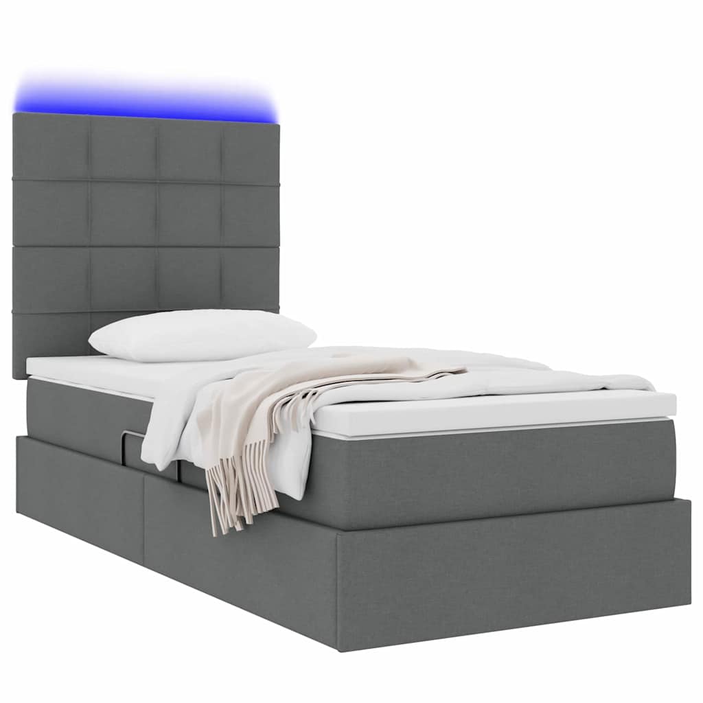 Letto con contenitore LED e materasso Grigio Scuro 90 x 190 cm | homemem39
