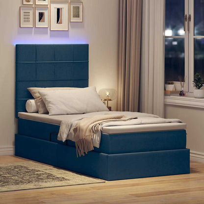 Letto con contenitore LED e materasso Blu 90 x 190 cm Tessuto | homemem39
