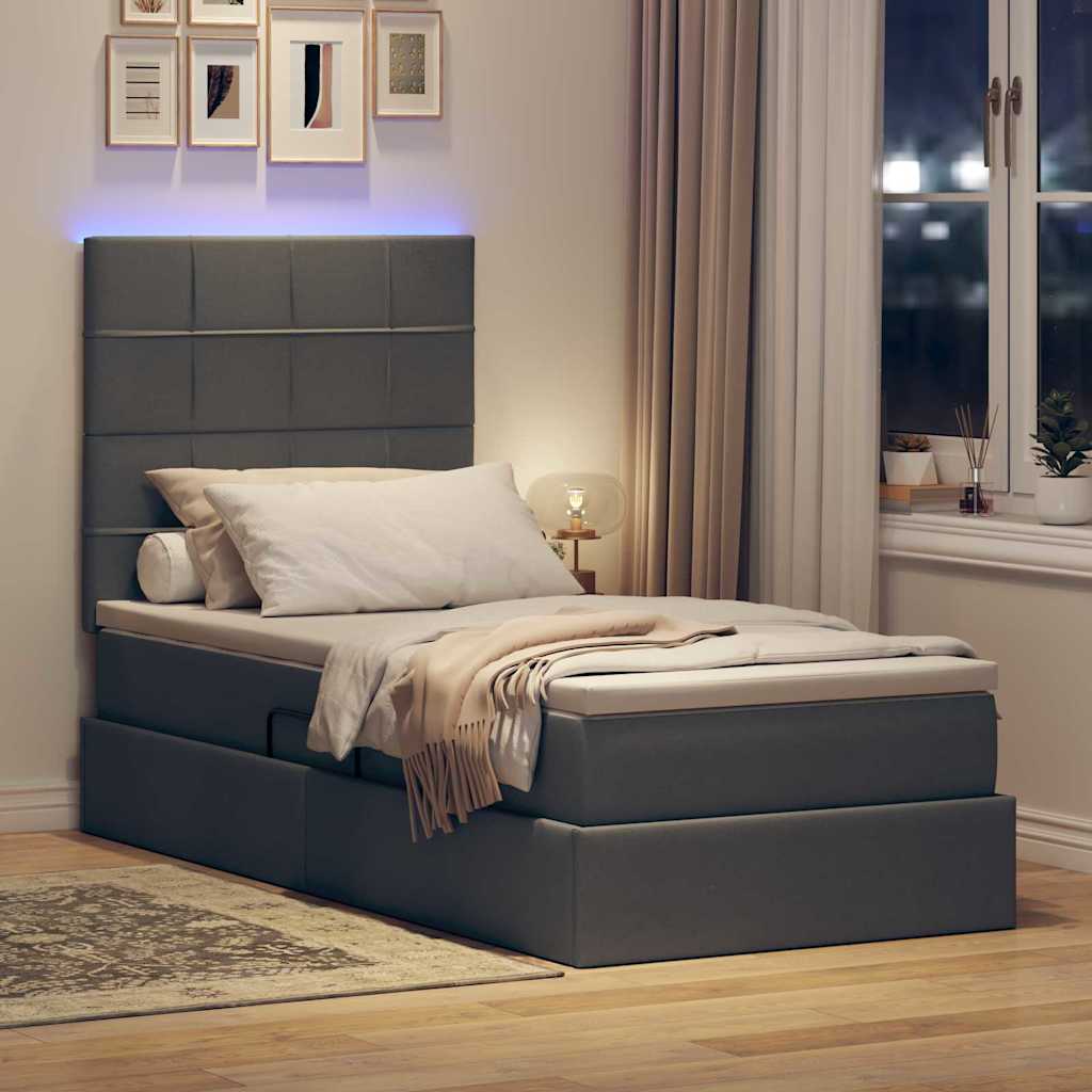 Letto con contenitore LED e materasso Grigio Scuro 90 x 200 cm | homemem39
