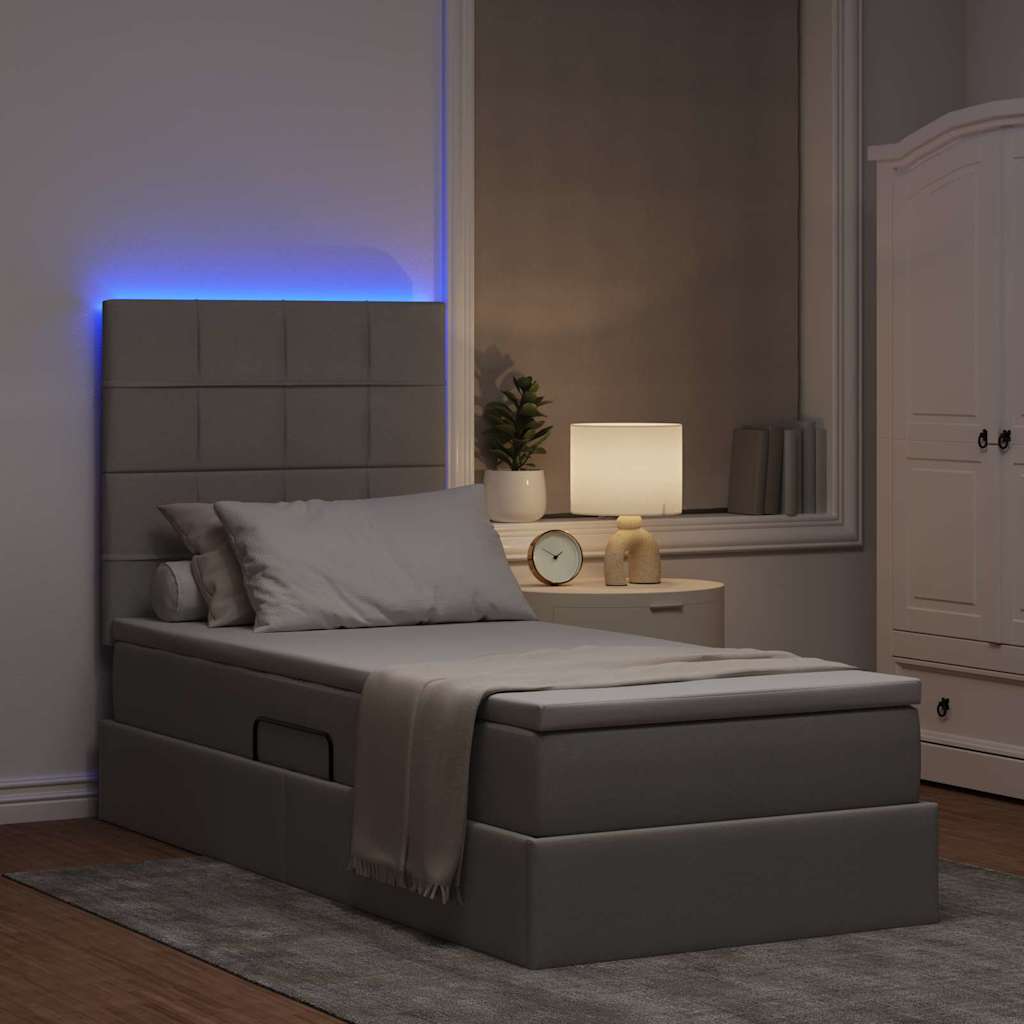 Letto con contenitore LED e materasso Tortora 100 x 200 cm | homemem39