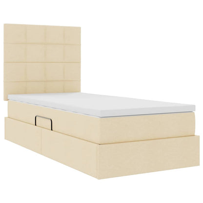 Letto con contenitore LED e materasso Crema 100 x 200 cm | homemem39
