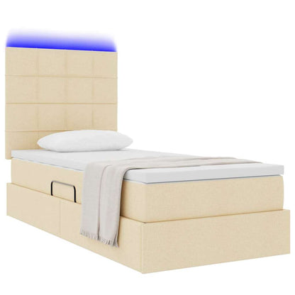 Letto con contenitore LED e materasso Crema 100 x 200 cm | homemem39
